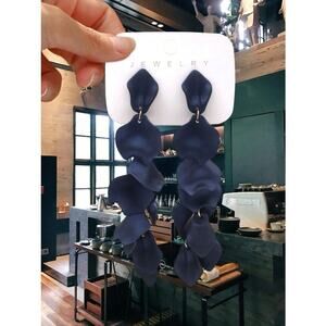 Gray Petal Drop Earrings | Modern Floral Statement Dangle Jewelry